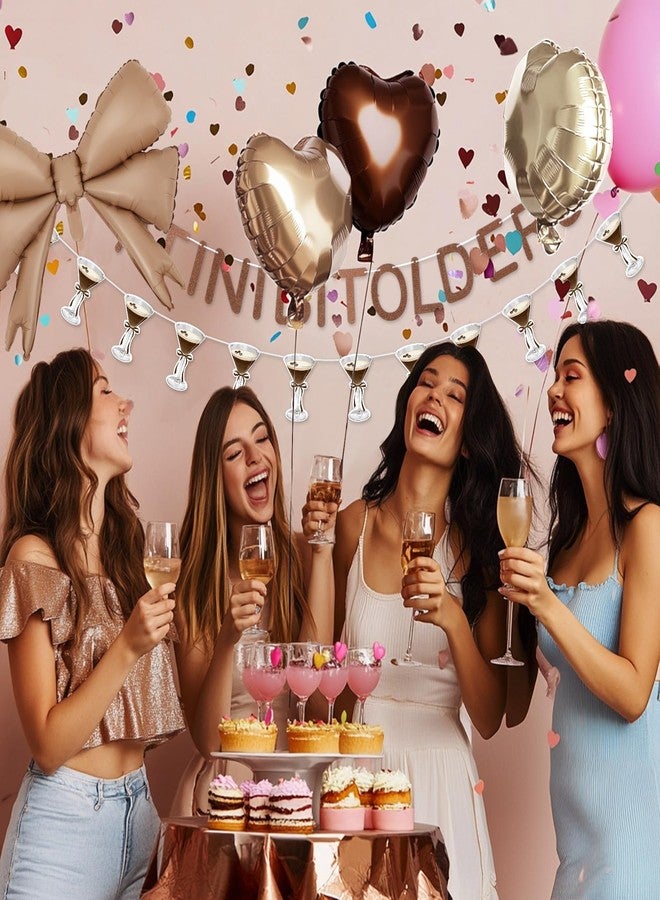 Realspring 54 Pcs a Tini Bit Older Birthday Decorations, Gold Brown Glitter Tiny Bit Older Banner Balloon Garland Cake Toppers Glitter Banner Ribbon for Women Espresso Martini Bar Bachelorette Party Decor - Image 4